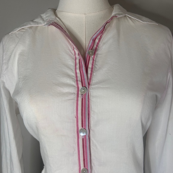 Y2K DOLLHOUSE Button Down Shirt Sequin Floral Cross Applique Preppy Western Sz M - Picture 4 of 15